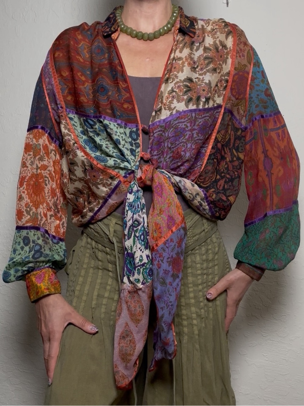 Vintage Judith ann creations patchwork silk sari blouse